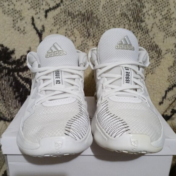 Adidas D.O.N Issue #2 Donovan Mitchell Triple White Cloud Basketball Shoes - Picture 3 of 6